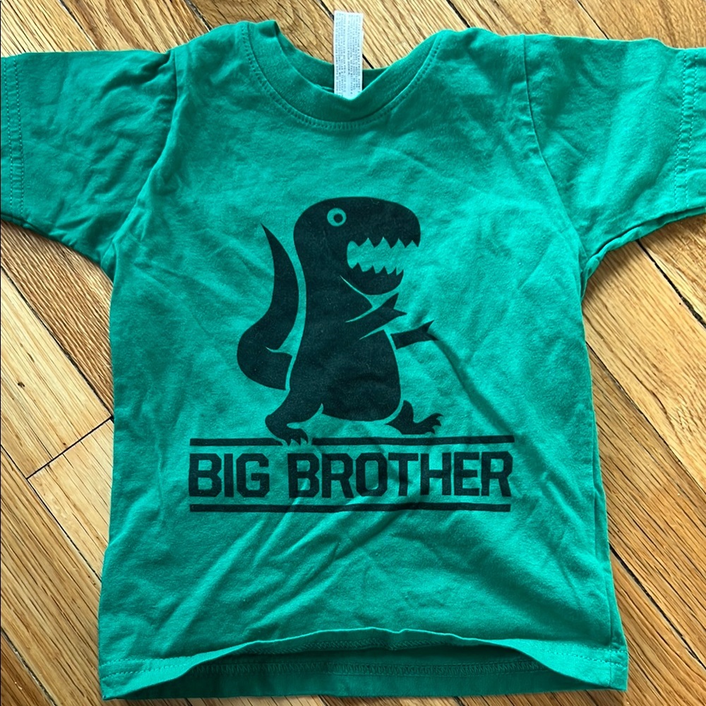 NWOT Rabbit Skins Green Dinosaur 'Big Brother' Kids T-Shirt, size 2